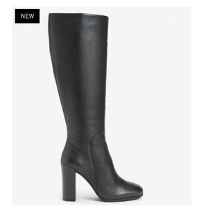 NEW Kenneth Cole Justin Leather Heeled Boots Black Leather With Box NWT 8 $239